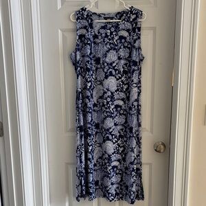 Tommy Hilfiger Blue and White Patterned Midi Dress